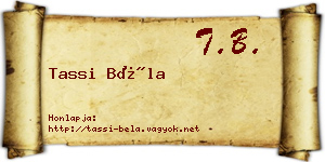Tassi Béla névjegykártya